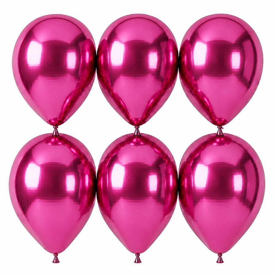 Fuşya Renk Lateks krom Balon (30 cm) - 6 Adet