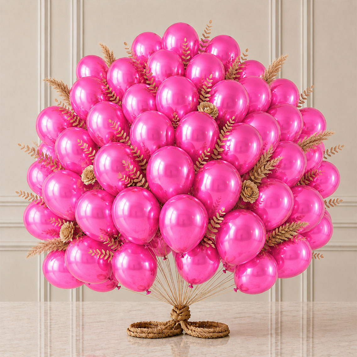 Fuşya Renk Lateks Metalik Balon (30 cm) - 50 Adet