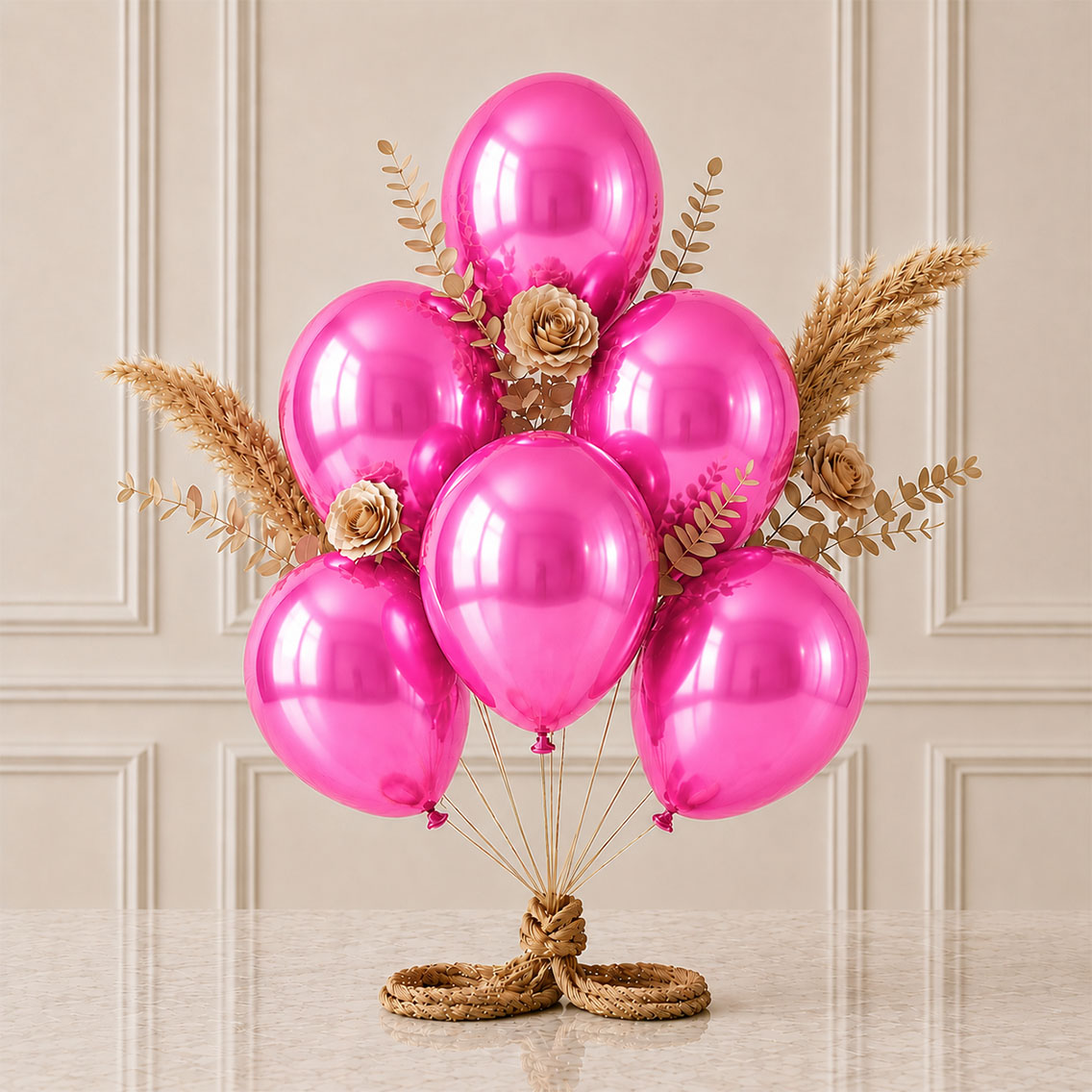 Fuşya Renk Lateks Metalik Balon (30 cm) - 6 Adet