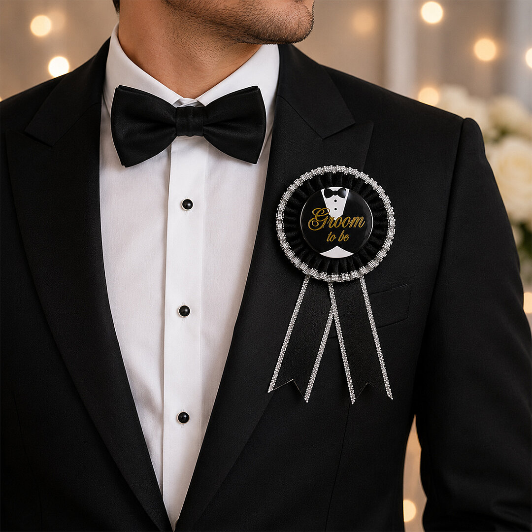 Gelin Damat Yaka Brosh Siyah 