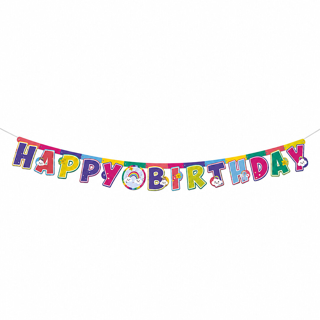 Gökkuşağı Temalı Happy Birthday Banner 