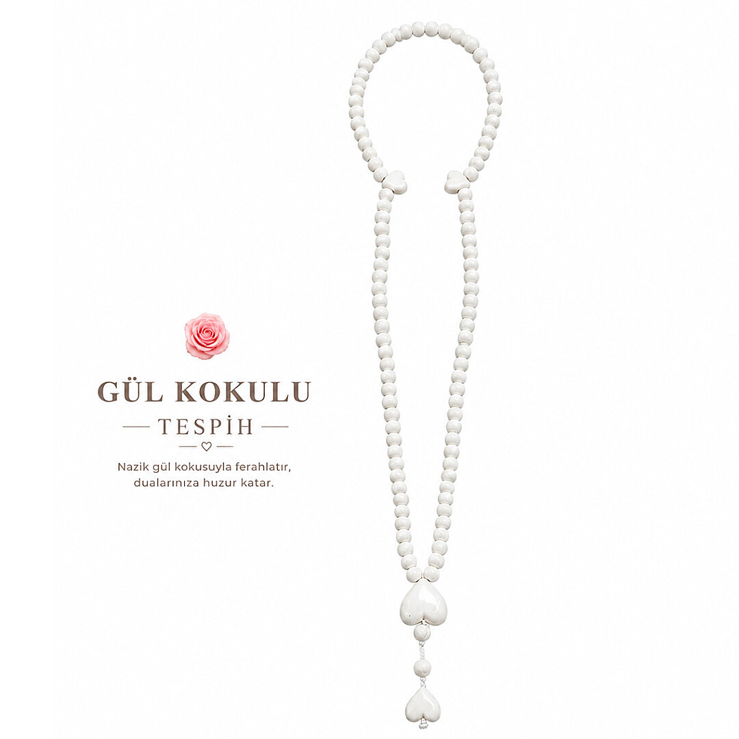 Gül Kokulu Tesbih Beyaz 4 Adet 