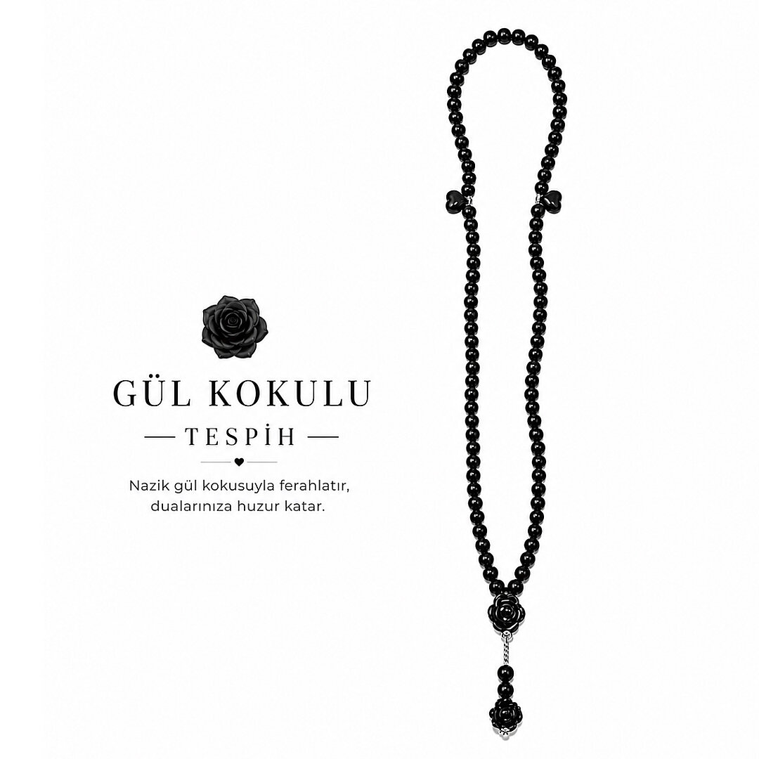 Gül Kokulu Tesbih Siyah 4 Adet 