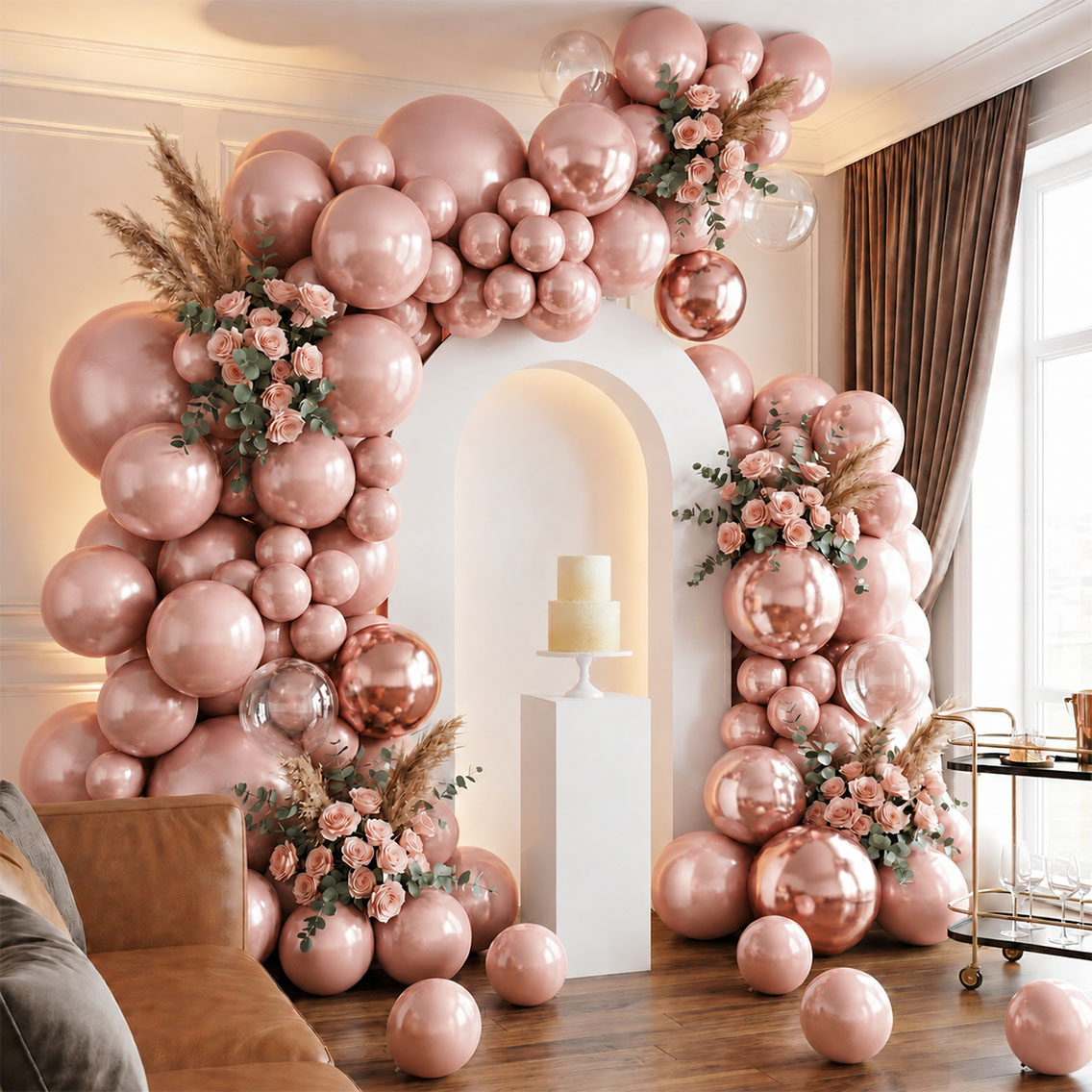 Gül Kurusu Renk Lateks Metalik Balon (30 cm) - 100 Adet