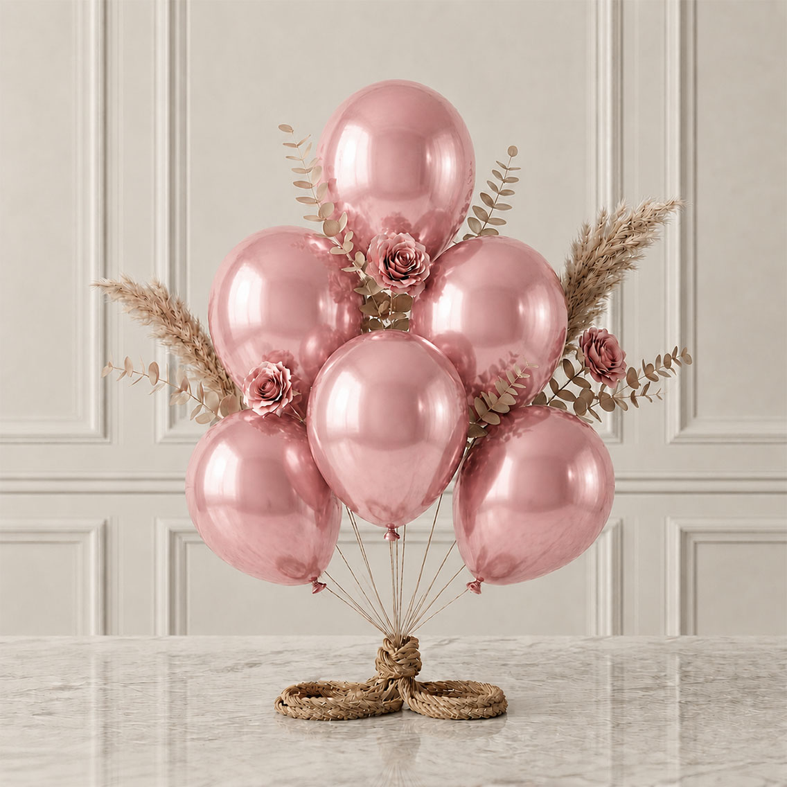 Gül Kurusu Renk Lateks Metalik Balon (30 cm) - 6 Adet