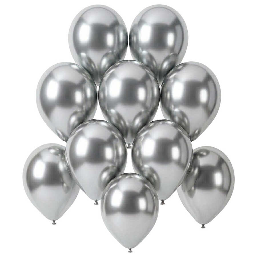 Gümüş Renk Lateks krom Balon (15 cm) - 10 Adet