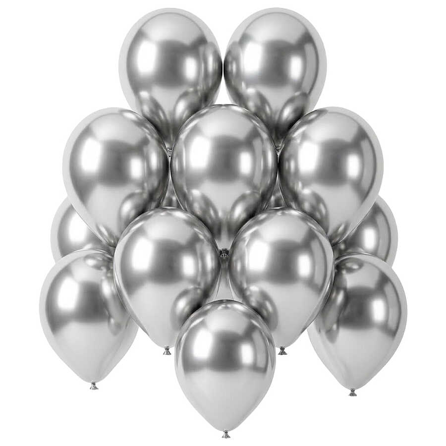 Gümüş Renk Lateks krom Balon (30 cm) - 12 Adet