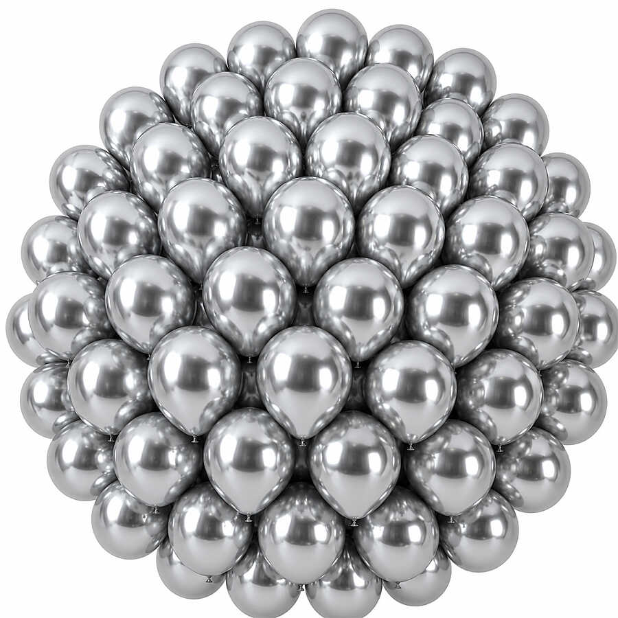 Gümüş Renk Lateks krom Balon (30 cm) - 50 Adet
