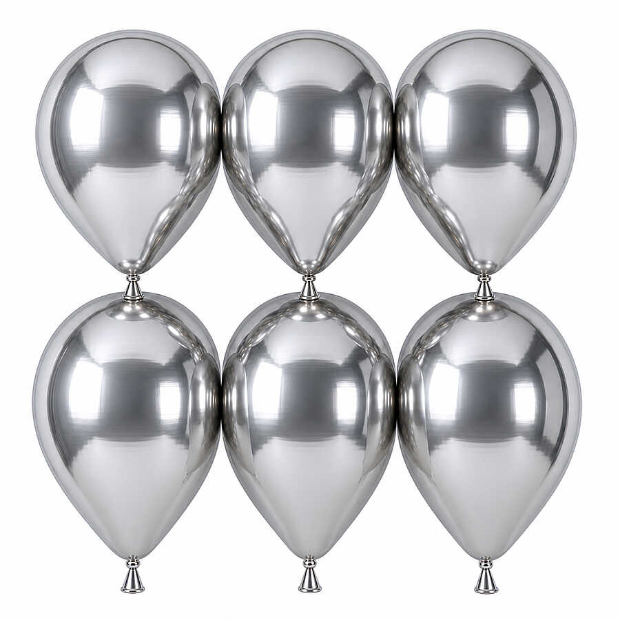 Gümüş Renk Lateks krom Balon (30 cm) - 6 Adet