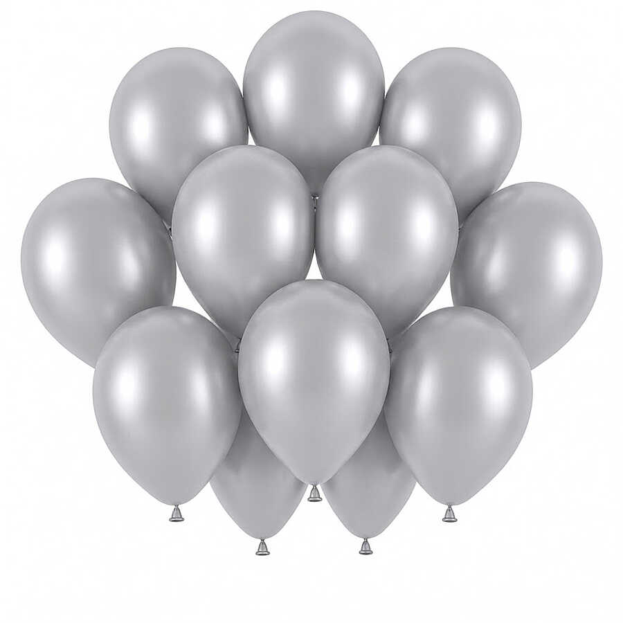Gümüş Renk Lateks Pastel Balon (30 cm) - 12 Adet