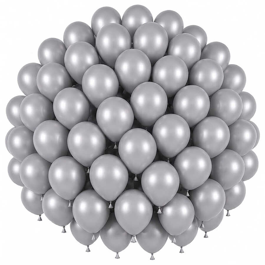 Gümüş Renk Lateks Pastel Balon (30 cm) - 50 Adet