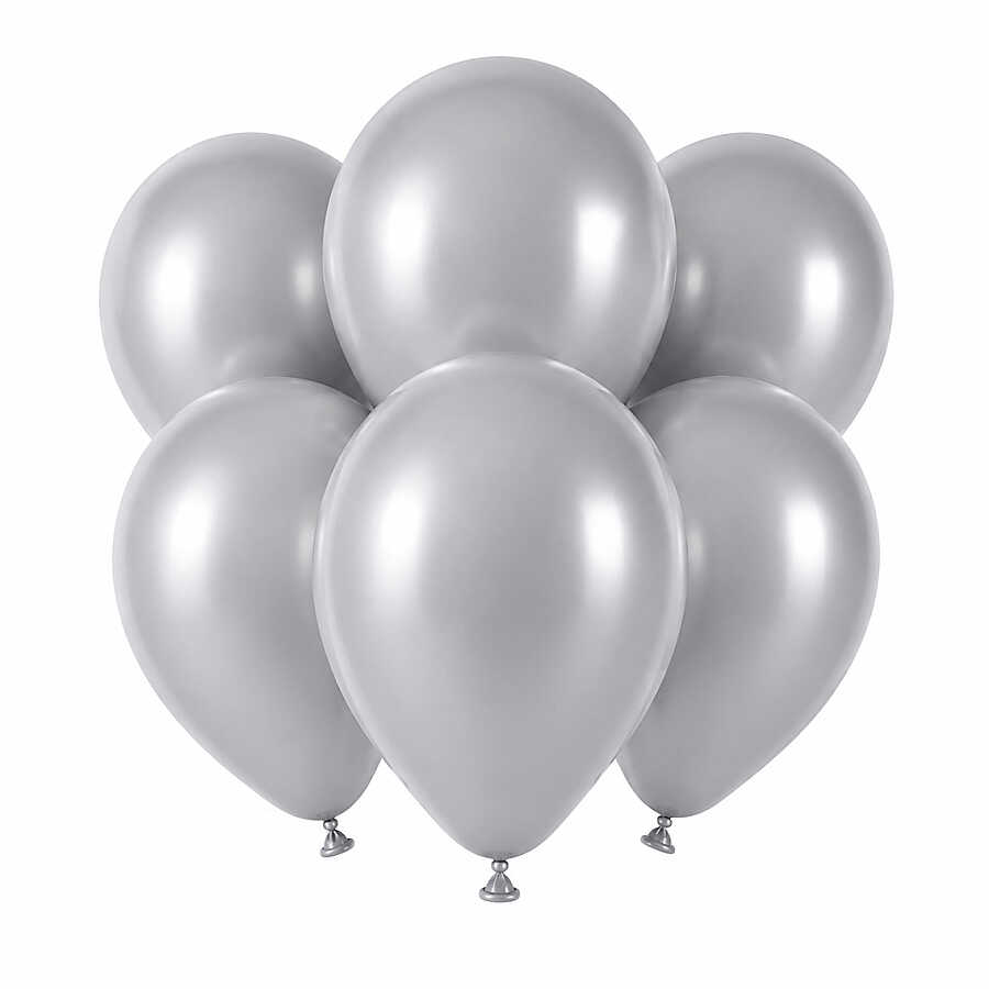 Gümüş Renk Lateks Pastel Balon (30 cm) - 6 Adet