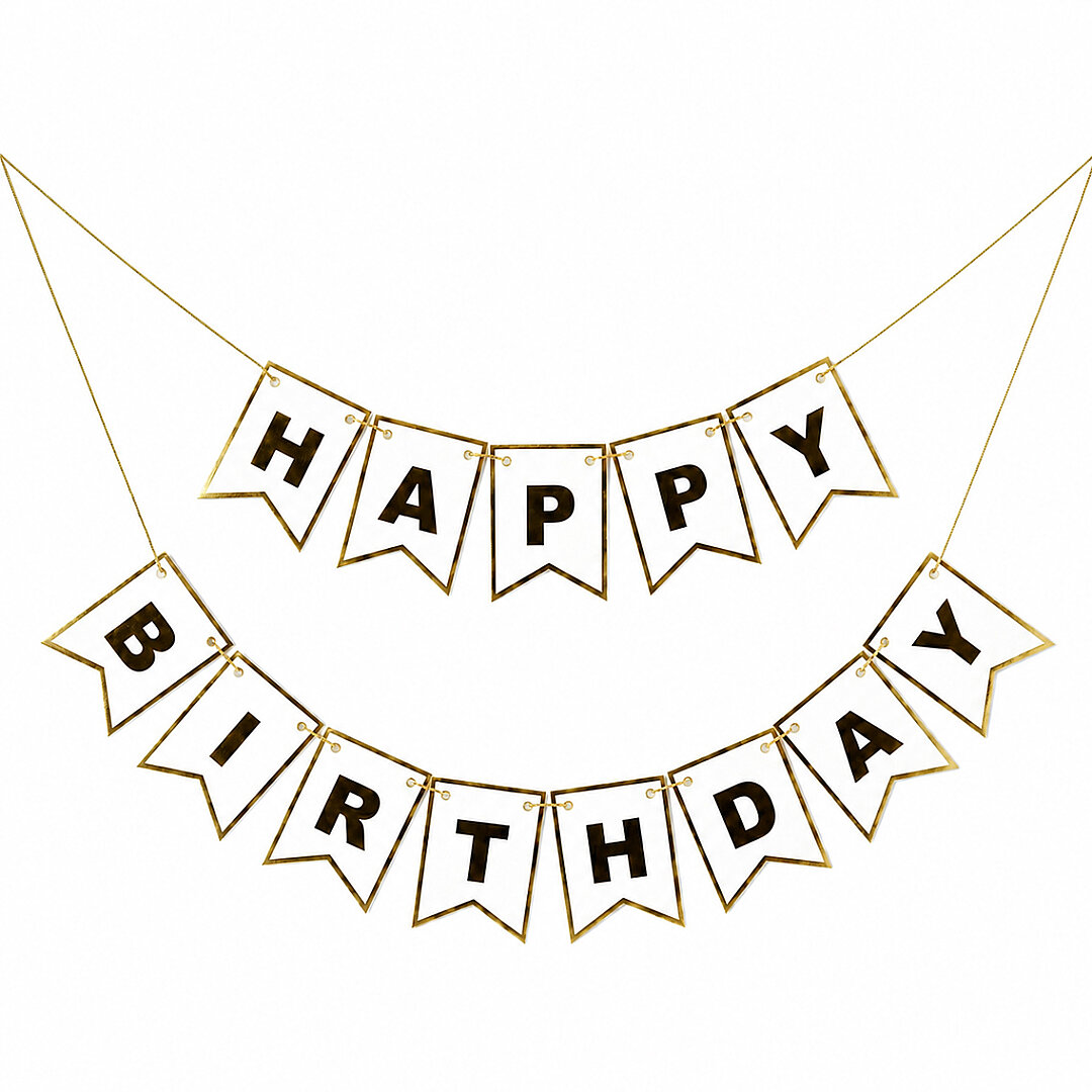 Happy Birthday Banner Beyaz 