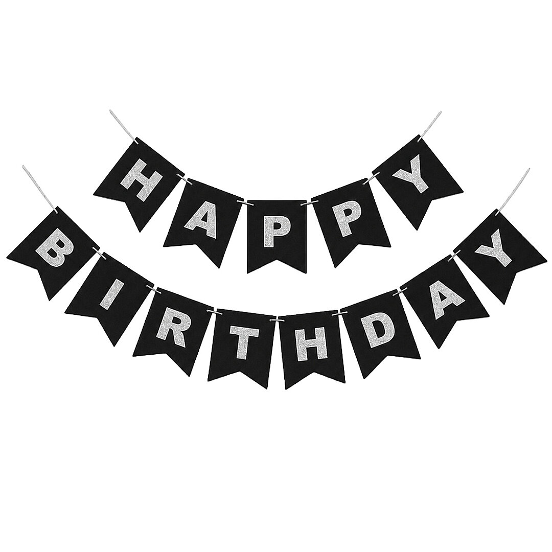 Happy Birthday Banner Siyah 