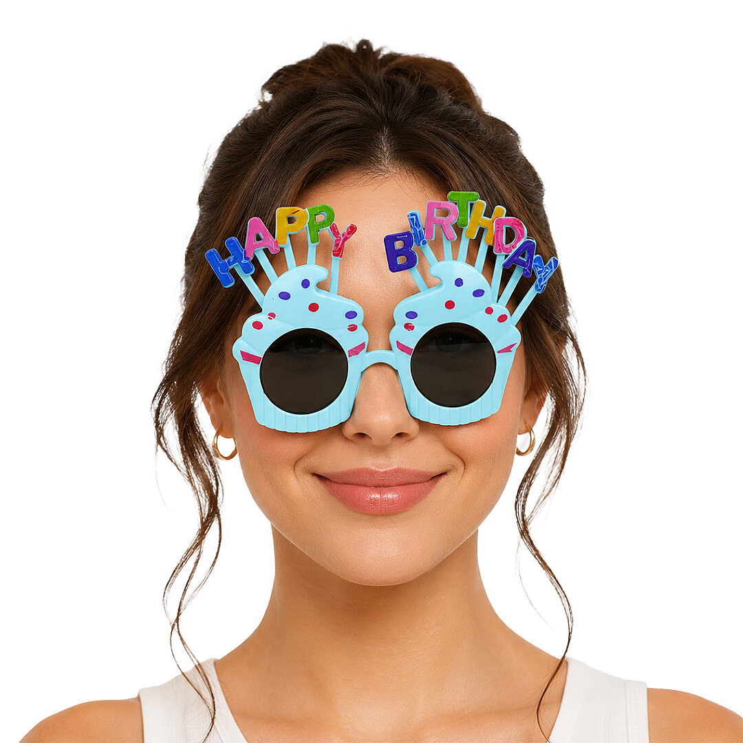Happy Birthday Cupcake Parti Gözlük Yeşil 