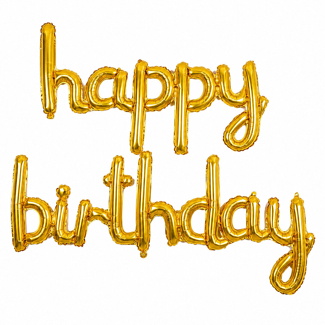 Happy Birthday El Yazısı Folyo Balon Gold 