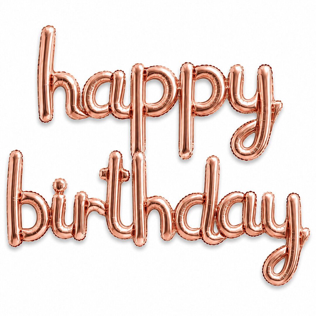 Happy Birthday El Yazısı Folyo Balon Rose Gold 
