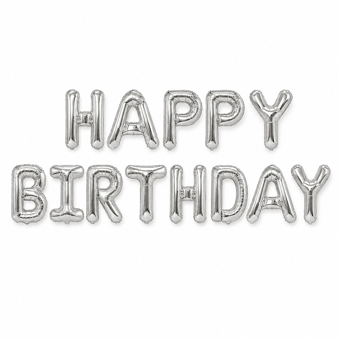 Happy Birthday Folyo Banner Gümüş 