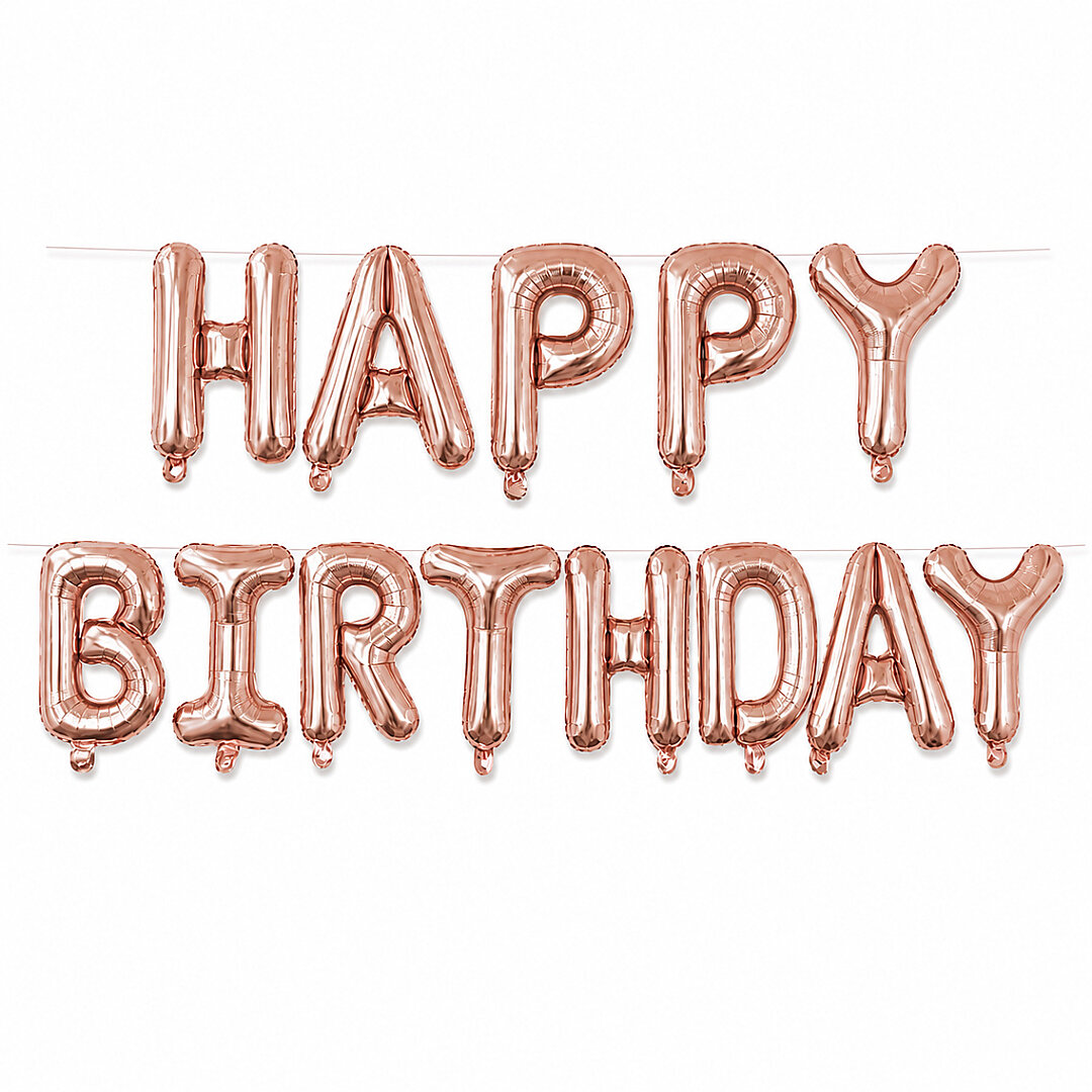 Happy Birthday Folyo Banner Rose Gold 