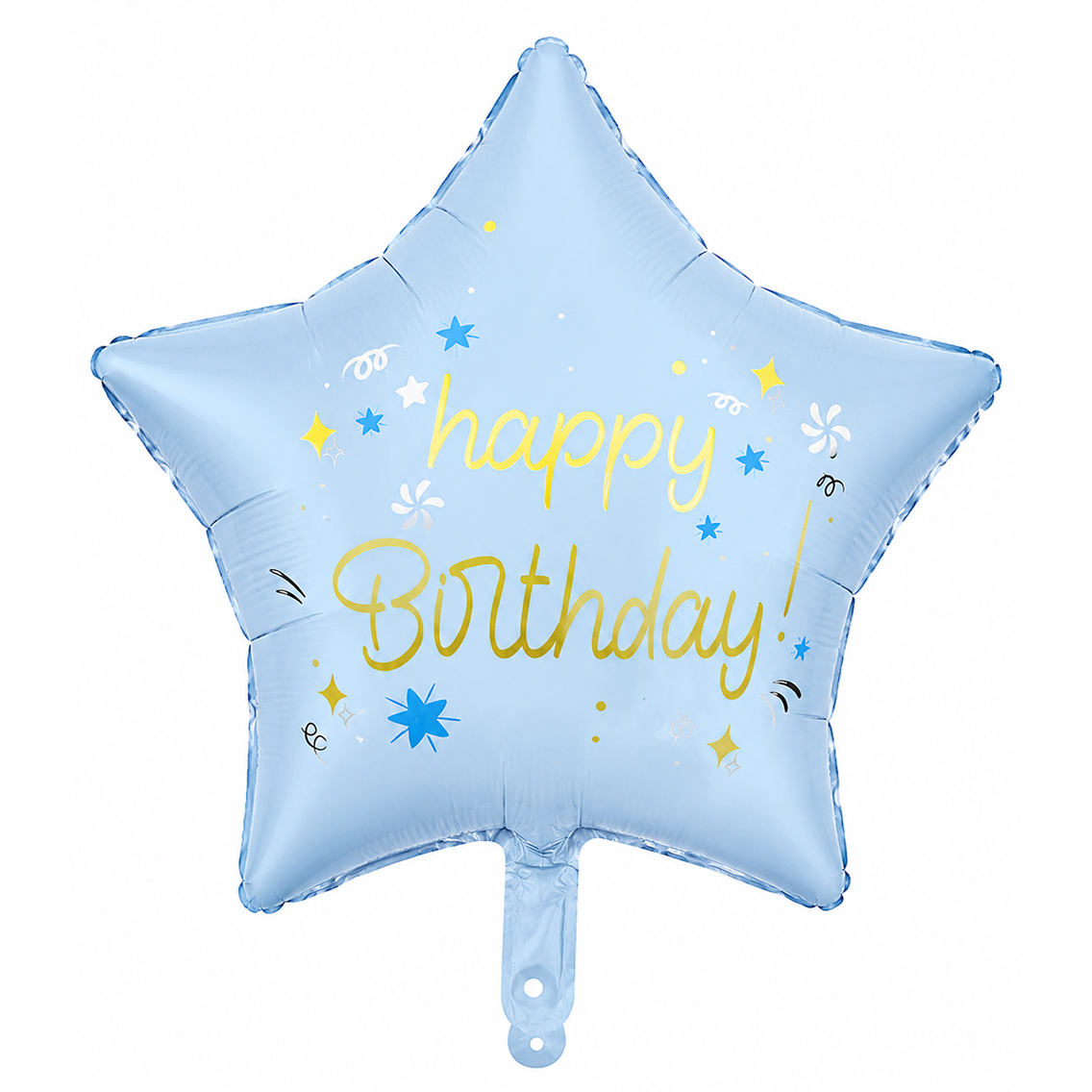 Happy Birthday Retro Mavi Yıldız Folyo Balon
