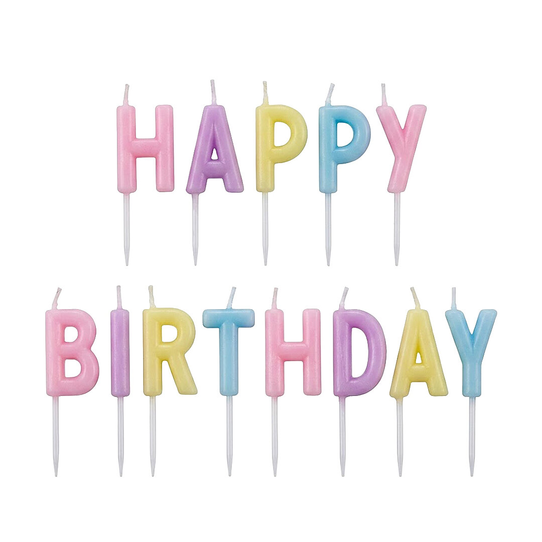 Happy Birthday Yazılı Mum Makaron 