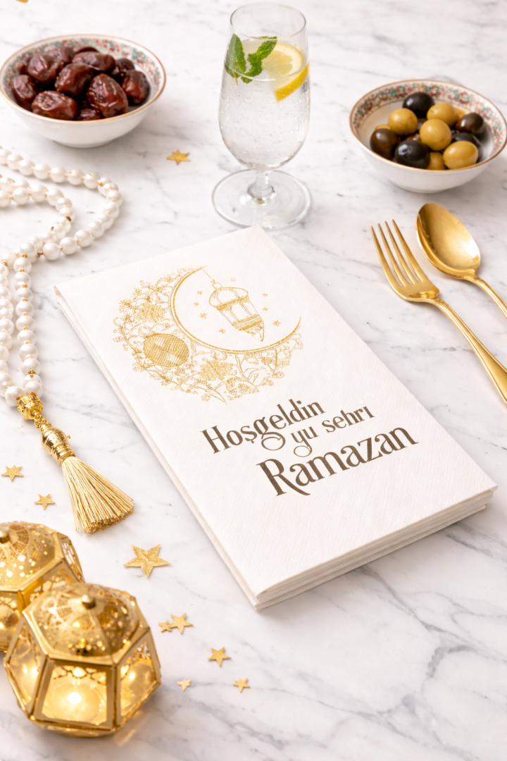 Hoş Geldin Ramazan Hilal Desenli 25'Li Peçete 