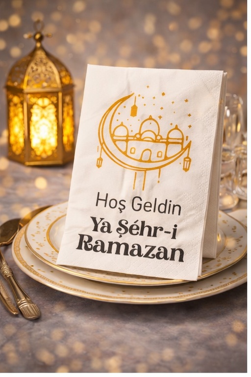 Hoş Geldin Ya Şehr-i Ramazan Gold Yazılı 25'Li Peçete