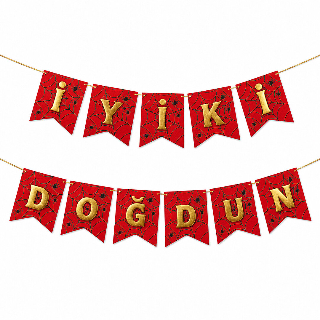 İyiki Doğdun Banner Kırmızı - Gold 