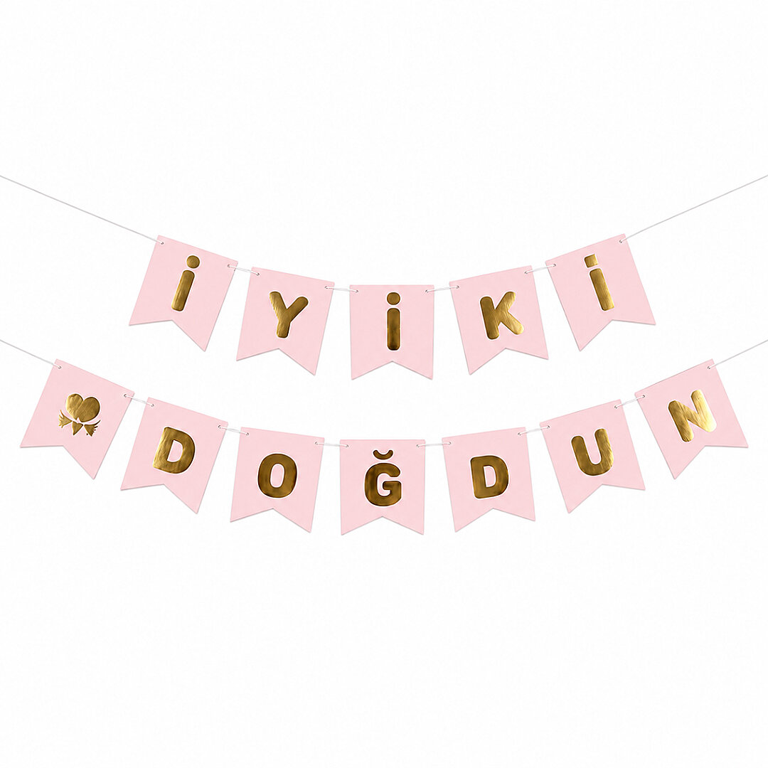 İyiki Doğdun Banner Pembe - Gold 
