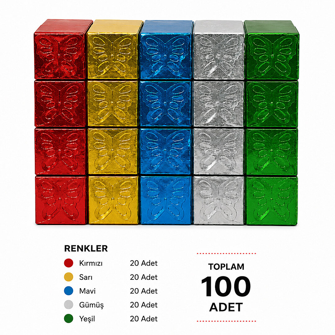 Kelebek Desenli Hediyelik Kına Gecesi Kınası 100 Adet 