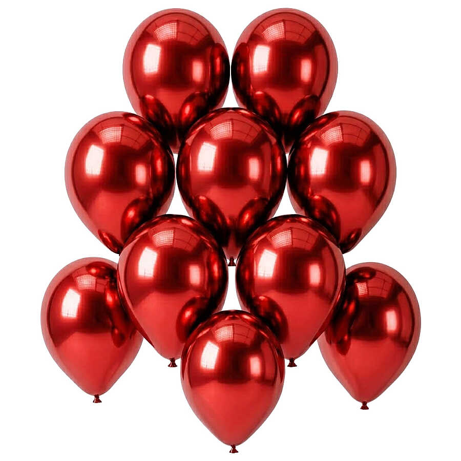 Kırmızı Renk Lateks krom Balon (15 cm) - 10 Adet