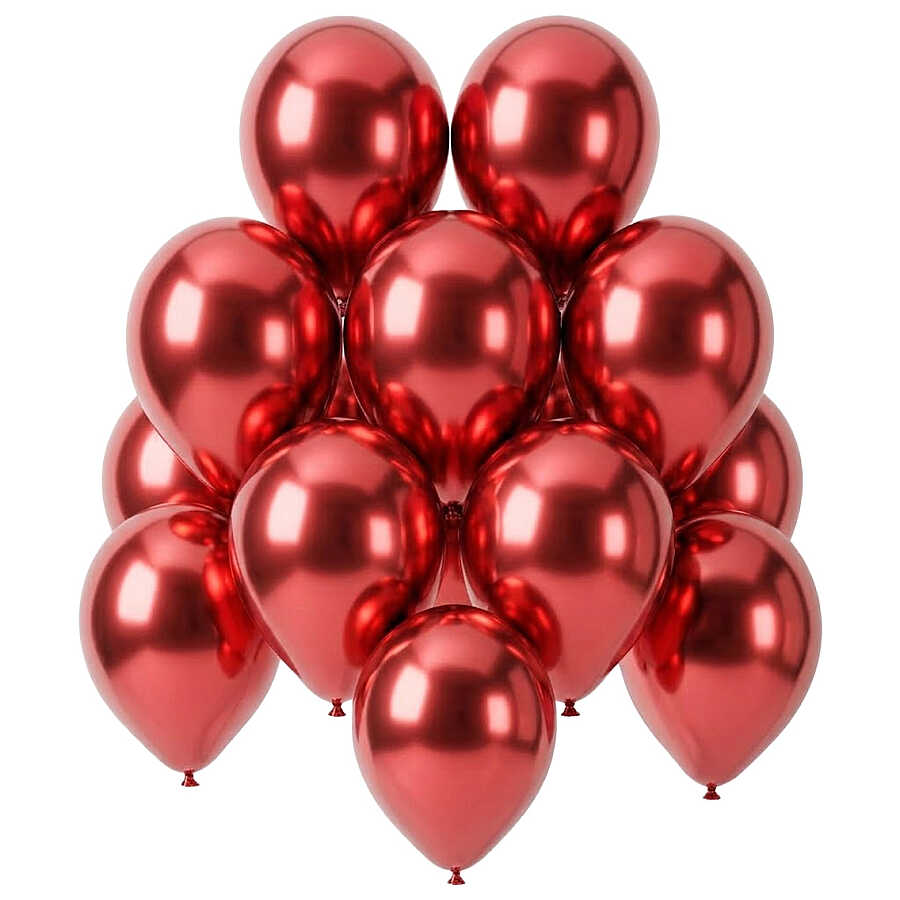 Kırmızı Renk Lateks krom Balon (30 cm) - 12 Adet
