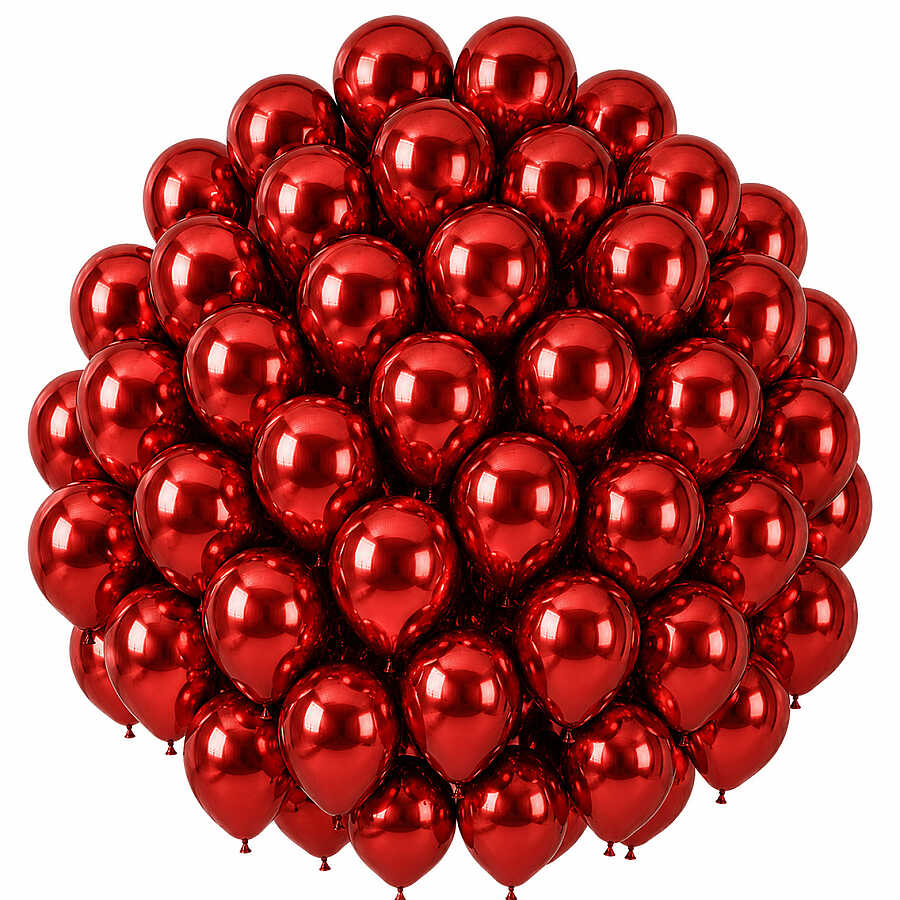 Kırmızı Renk Lateks krom Balon (30 cm) - 50 Adet