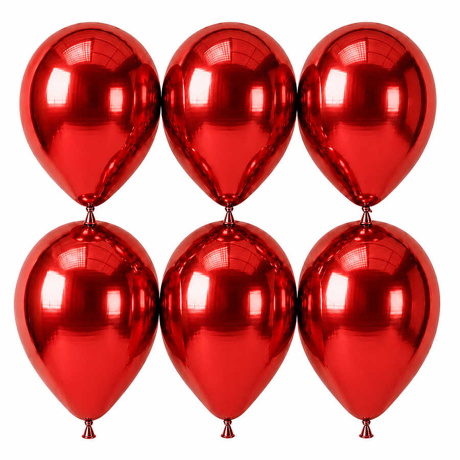 Kırmızı Renk Lateks krom Balon (30 cm) - 6 Adet