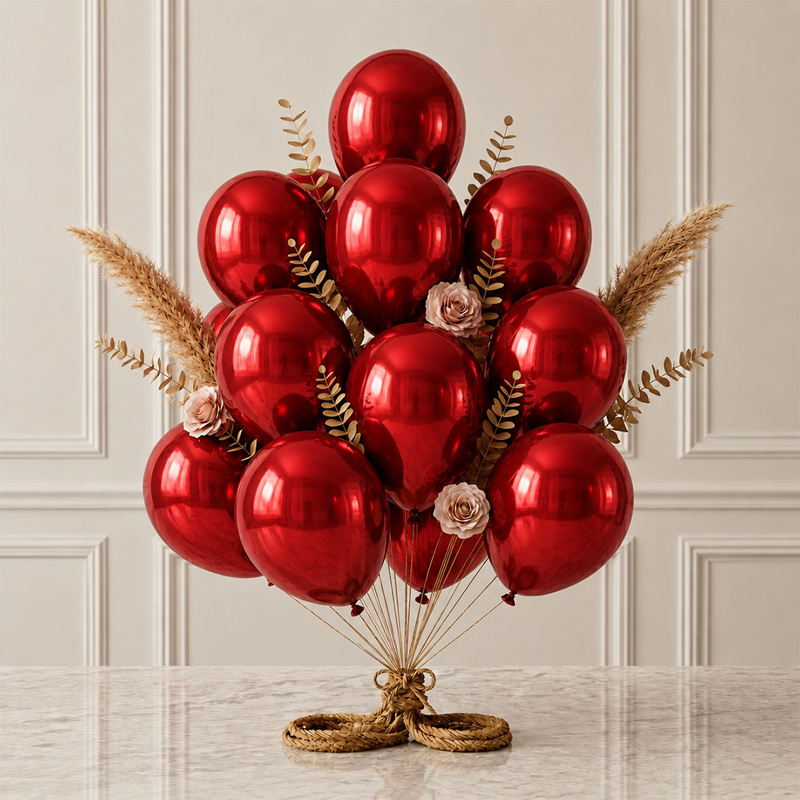 Kırmızı Renk Lateks Metalik Balon (30 cm) - 12 Adet