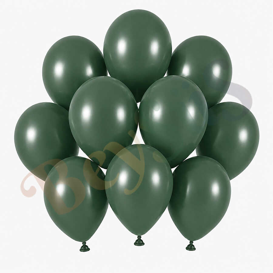 Kış Yeşili Renk Lateks Retro Balon (13 cm) - 10 Adet