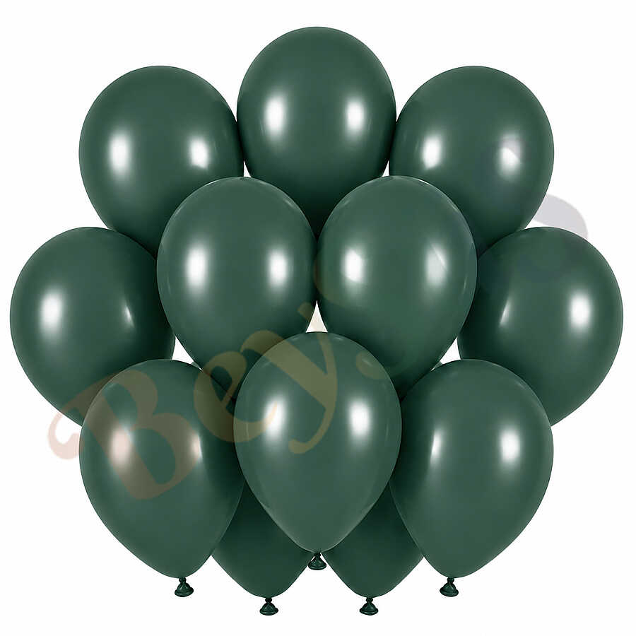 Kış Yeşili Renk Lateks Retro Balon (30 cm) - 12 Adet