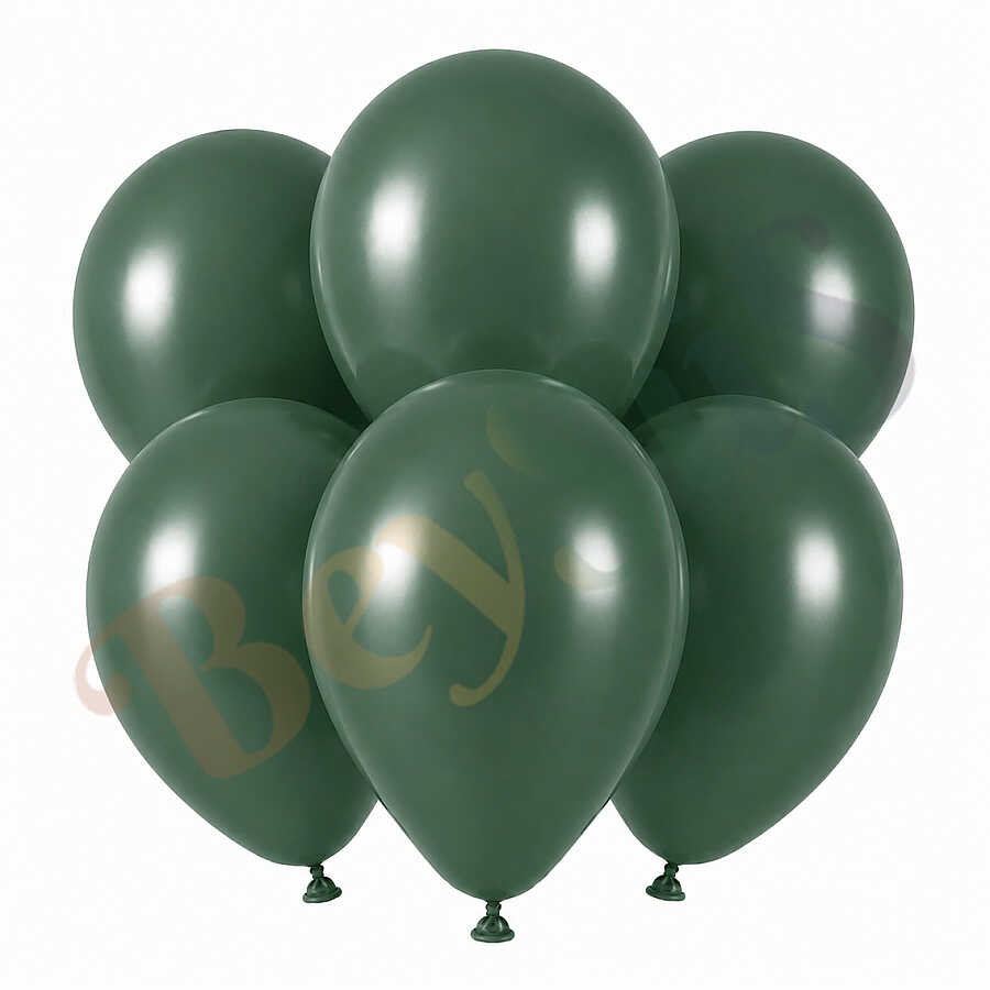 Kış Yeşili Renk Lateks Retro Balon (30 cm) - 6 Adet