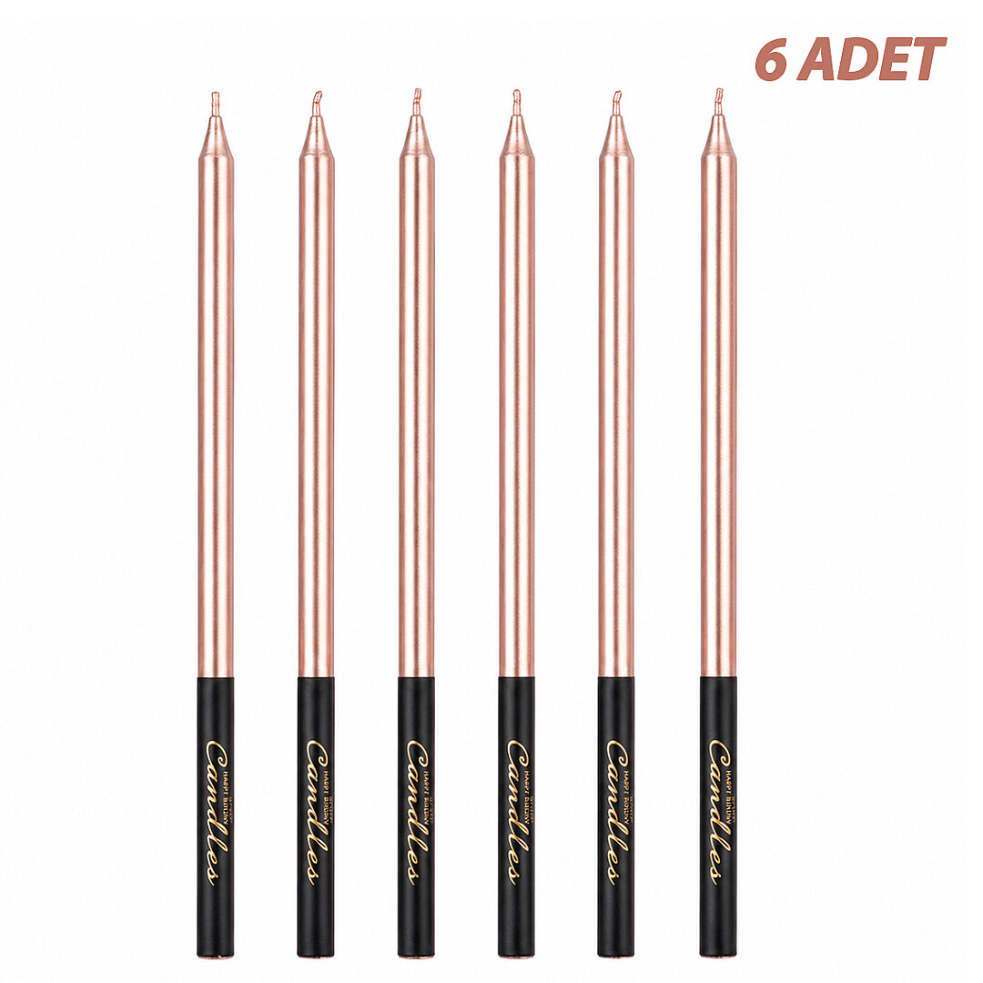Kısa 6'lı Mum Rose Gold 