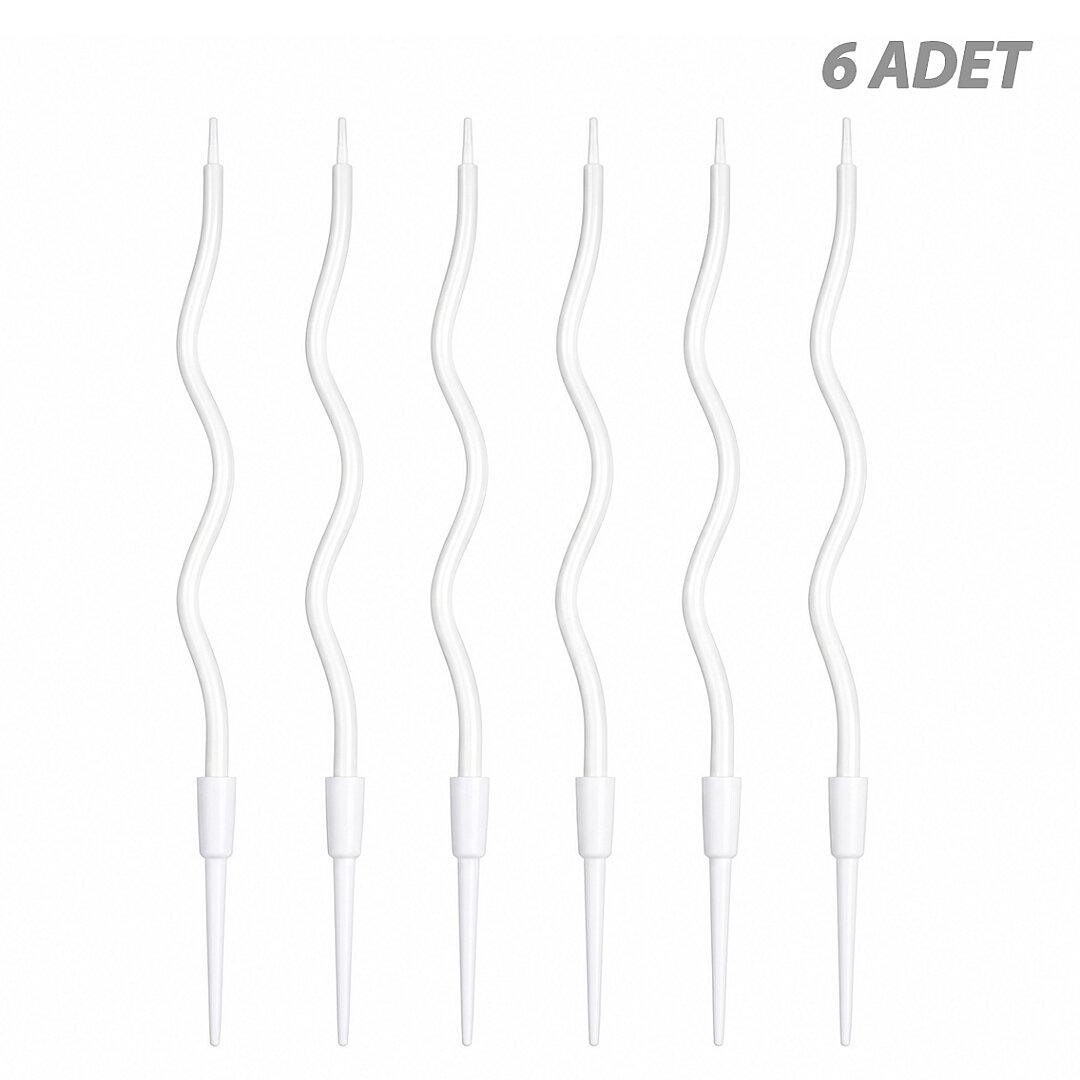 Kıvrımlı 6'lı Mum Beyaz 