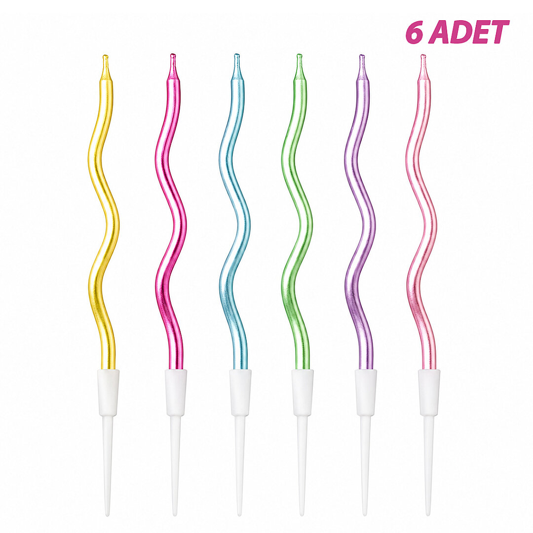 Kıvrımlı 6'lı Mum Makaron Karışık 