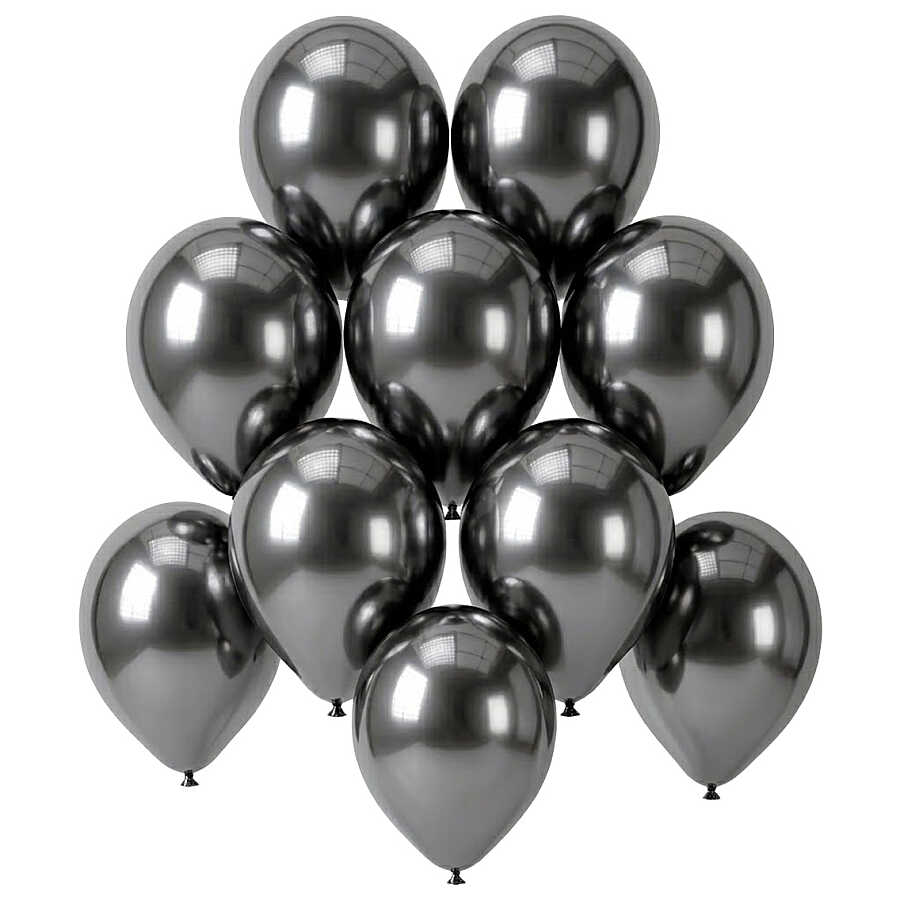 Koyu Gümüş Renk Lateks krom Balon (15 cm) - 10 Adet