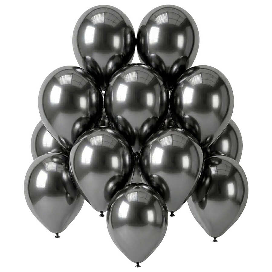 Koyu Gümüş Renk Lateks krom Balon (30 cm) - 12 Adet