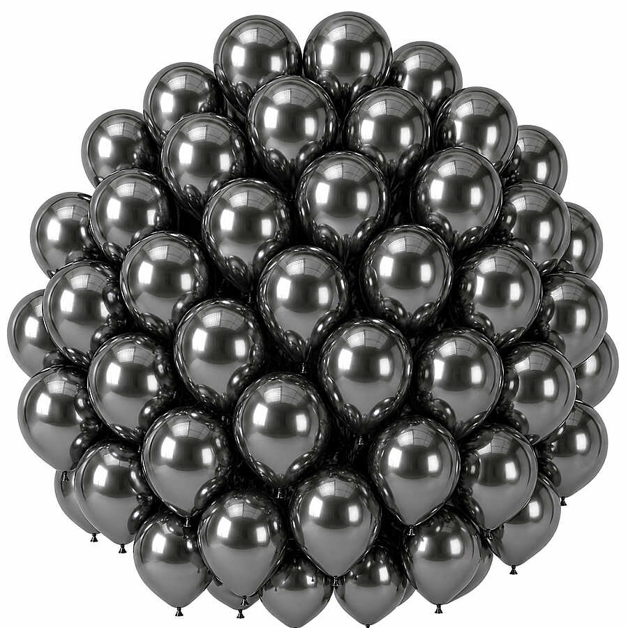 Koyu Gümüş Renk Lateks krom Balon (30 cm) - 50 Adet