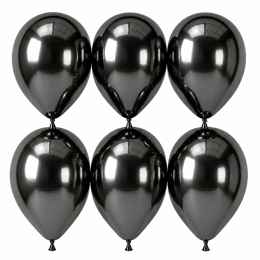Koyu Gümüş Renk Lateks krom Balon (30 cm) - 6 Adet