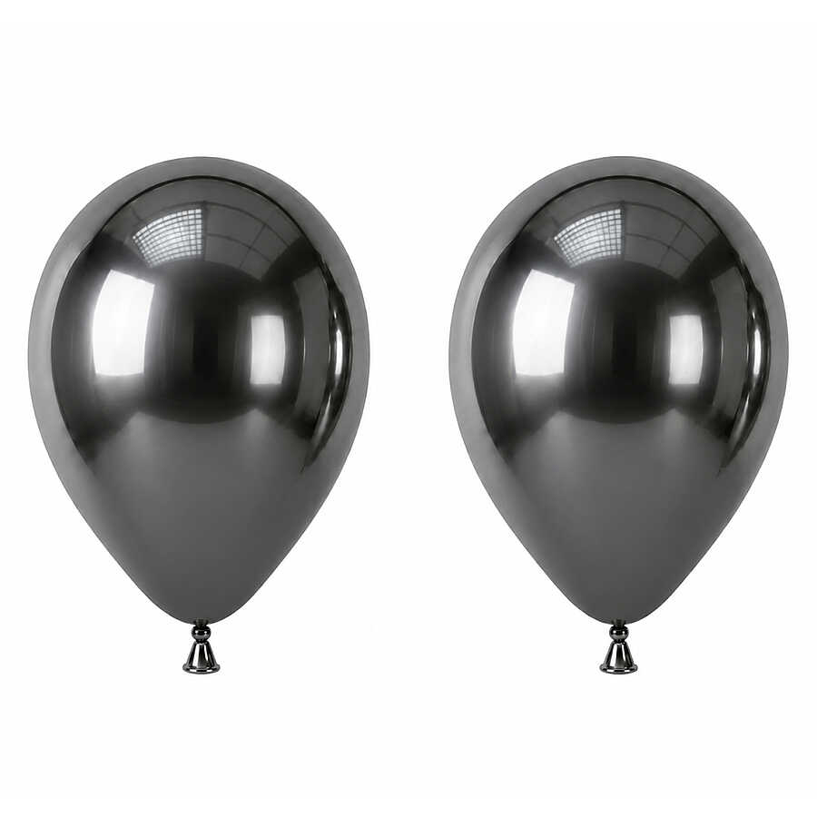 Koyu Gümüş Renk Lateks krom Balon (45 cm) - 2 Adet