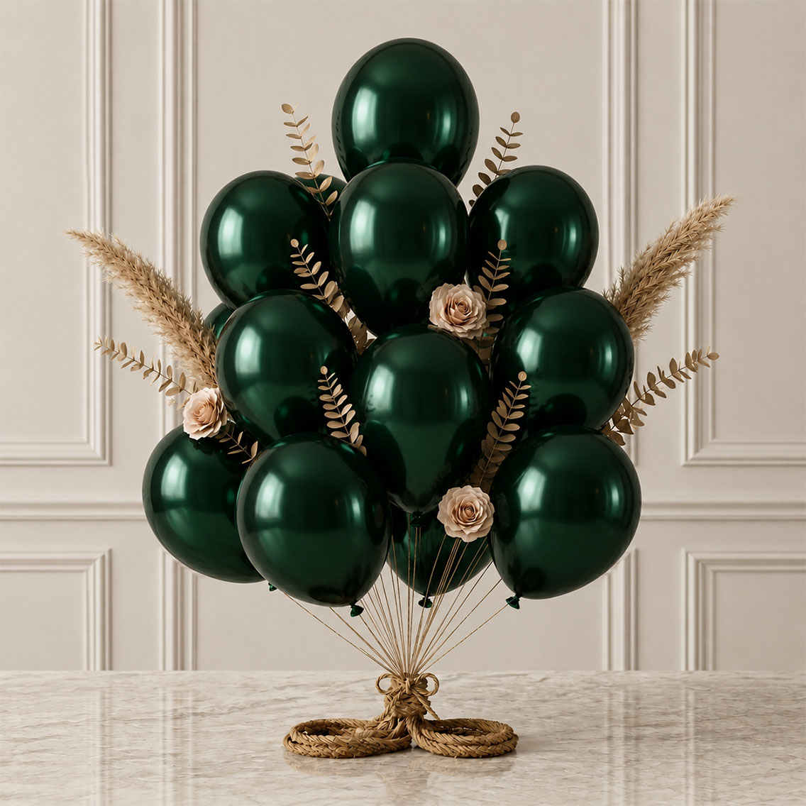 Koyu Yeşil Renk Lateks Metalik Balon (30 cm) - 12 Adet