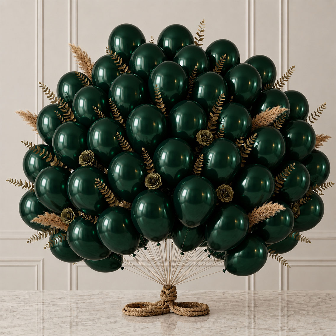 Koyu Yeşil Renk Lateks Metalik Balon (30 cm) - 50 Adet