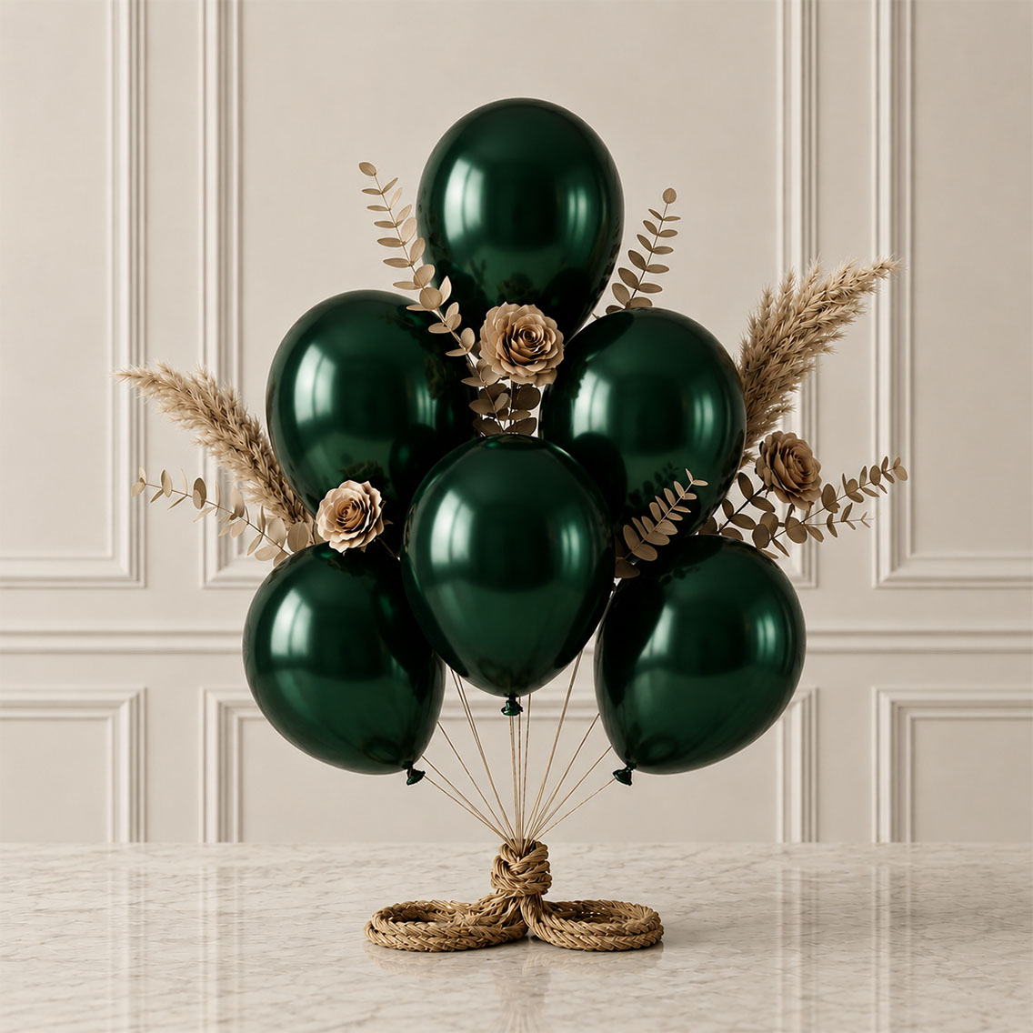 Koyu Yeşil Renk Lateks Metalik Balon (30 cm) - 6 Adet
