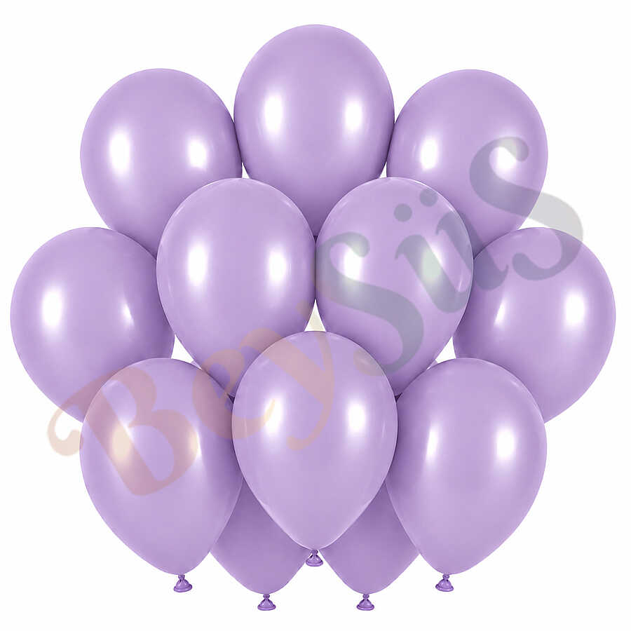 Lavanta Renk Lateks Retro Balon (30 cm) - 12 Adet